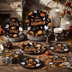 250 Pcs Halloween Party Supplies, Paper Plates Napkins and Cups, Black - Image 4