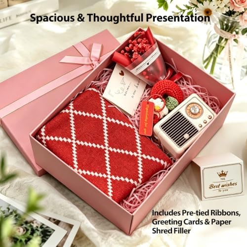 3 Pack Pink Gift Boxes for Presents - 13" x 10" x 5" Large Pink Gift Boxes with Separate Lids, Greeting Cards & Shredded Paper, Foldable Gift Box Set for Birthday, Wedding, Baby Shower, Anniversaries & Holiday Gifts - Image 4