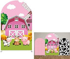 Farm Arched Backdrop Covers Red Barn Cow Animal Chiara Backdrops Arched Stretchy Background for Birthday Parties Baby Shower Decoration Double-Sided Arch Props GX-245-2.5x6ft by Iydamc