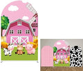 Farm Arched Backdrop Covers Red Barn Cow Animal Arched Stretchy Background for Birthday Parties Baby Shower Decoration Double-Sided Arch Props GX-245-4x7ft by Iydamc