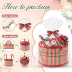 Weysat 6 Set Baskets for Gifts Empty Bulk, Large Woven Bamboo Gift Basket Kit with Handles, Bow, Wrap Bag to Fill for Raffle Thanksgiving Day Wedding Birthdays Party Wrapping (Red and Green) - Image 3