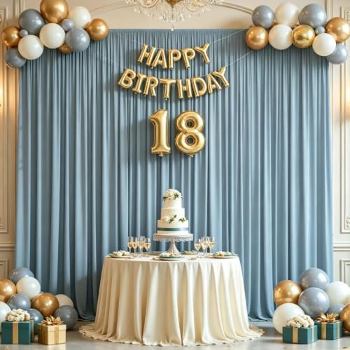 20x10ft Dusty Blue Backdrop Curtains for Wedding Parties Wrinkle Free Blue Curtains Photo Backdrop Drapes for Photography Birthday Baby Shower Soft Fabric Party Backgournd for Photoshoot - Image 7
