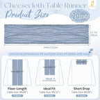 Showgeous 20 Pack Dusty Blue Cheesecloth Table Runner, 17 x 108 Inches - Image 2