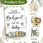 Handepo 26 Pcs Baby Shower Games DIY Bodysuit Set 1 Wooden Sign 15 White Bodysuits 10 Fabric Markers for Birth Decorating Kit(Woodland Animal) - Image 2