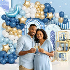 Twinkle Twinkle Little Star Baby Shower Decorations, Blue Stars and Moon Party Decoration with Balloons Garland Baby Boxes Backdrop Tablecloth - Image 4