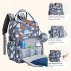 BabbleRoo Diaper Bag Backpack - Baby Essentials Travel Tote - Multi Function Water Resistant Diaper Bag, Travel Essentials Baby Bag with Changing Pad, Stroller Straps & Pacifier Case - Sea Animals - Image 5