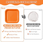 Vyntra 350 Pcs Orange Square Paper Plates and Napkins Set, Serves 50 - Image 7