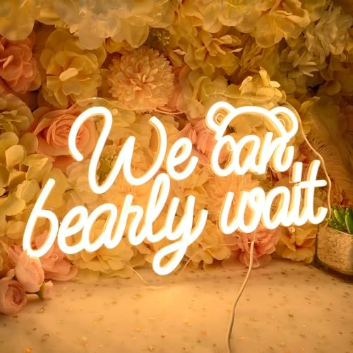 Planzo We Can Bearly Wait LED Neon Light Sign Baby Shower Gifts Wall Decor - Image 3