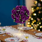 BLOSMON Flower Balls Wedding Rose Centerpieces 6 Pcs Purple Fake Flowers with Base Kissing Balls Decor Artificial Floral Arrangements Flower Bouquet of Roses Home Party Table DIY Decorations - Image 2
