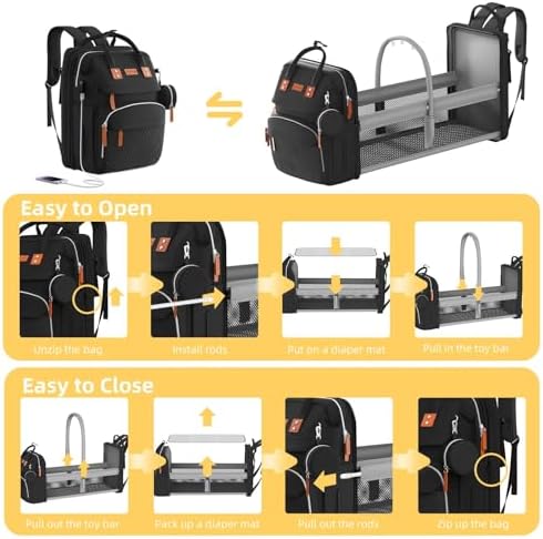 ISMGN Diaper Bag Backpack with Changing Station, Baby Bags for Boys, Black - Image 5