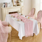 Fanami 6 Pack Cheesecloth Table Runner -10FT Blush Pink Boho Gauze Cheese Cloth Table Runner 120 Inches Long Rustic Sheer Fabric Centerpieces for Wedding Birthday Party Bridal Baby Shower Decorations - Image 5