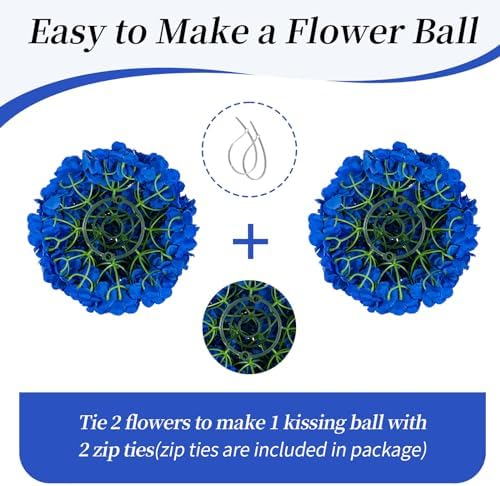 BLOSMON Artificial Flower Balls Wedding Centerpieces 10pcs 11.8" Royal Blue Fake Flowers Rose Hydrangea Ball Arrangement Center Pieces for Table Silk Floral Bouquet for Wedding Party Home Decor - Image 4