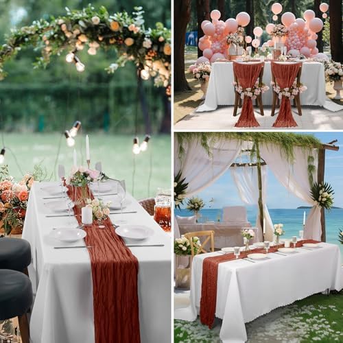 30 Pack Terracotta Cheesecloth Table Runner 9FT Rustic Sheer Table Runners 17x108 Inch Gauze Boho Runner for Wedding Bridal Baby Shower Birthday Party Table Decorations - Image 7