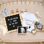 9 Pcs Pregnancy Announcements Set, Include Felt Letter Board Sign with Baby Bodysuit Shoes and Wooden Sign Surprise Announcement for Grandparents Partner Gift Family Reveal - Image 6