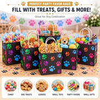 Tenceur 80 Pcs Dog Gift Bags Goodie Paw Puppy Paper Treat Bags Bulk with Handles 10.63 x 4.72 x 7.87 Inch Dog Themed Party Favors Shopping Holiday Kraft(Black Colorful) - Image 3