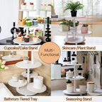 GENMOUS 2PCS 3 Tier and 4 Tier Beaded Cupcake Stand Set for Birthday Party Decor,Rustic Wooden Cupcake Tower Stands for 74 Cupcakes,White Cupcake Tiered Stand Display for Wedding Baby Shower Tea Party - Image 6