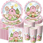 Funnymoom 250 Pcs Farm Animals Paper Plates Napkins and Cups Serves 50 by Funnymoom