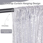 Silver Backdrop Curtains 2 Pieces 5FTx10FT Sequin Backdrop Decor for Party Wedding Christmas Background - Image 4