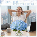 Zeyune 4 Pack Hydrangea Artificial Flowers Hydrangea Flowers Fake Silk Hydrangeas with Faux Vase and Water for Home Table Centerpieces Wedding Birthday Baby Shower Party Decoration (Blue) - Image 6