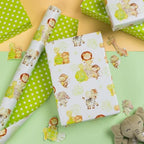 Homeral Baby Shower Jumbo Wrapping Paper Roll - Neutral Cute Safari Animals & Polka Dot Pattern, Reversible Green Newborn Gift Wrap for Baby Shower, 1st Birthday, Party - 30 Inch x 100 Feet - Image 7