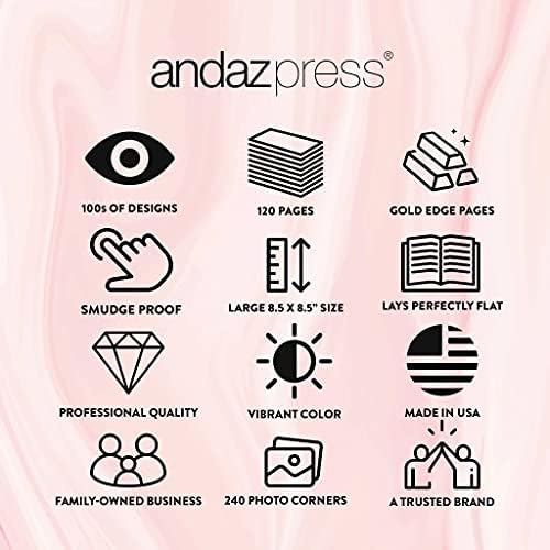 Andaz Press Personalized Wedding Guestbook with Gold Accents, Minimal Circle White Guest Sign in Guest Registry 120 Pages 8.5 X 8.5 Memories Book for DIY, Scrapbook, Photo Album - Image 6