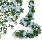 U'Artlines 3 Pack Artificial Blue Rose Garlands Flower Vines 19.5 ft by UArtlines