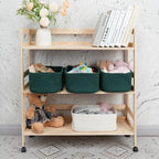 XUANGUO Small Woven Storage Baskets for Shelves, 13" x 9" x 5", Dark Green - Image 4
