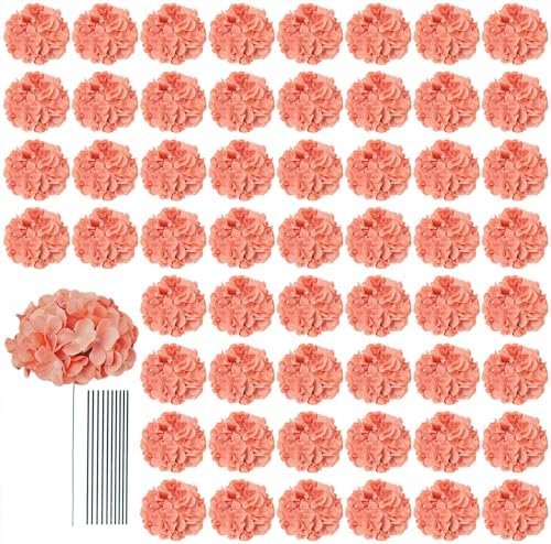 AVIVIHO 65pcs Fake Flowers Terracotta Hydrangea Artificial Flowers Bulk (Not Squished, No Steaming Need) Silk Flowers with Stems for Wedding Decor,Home,Baby Shower,Table Centerpieces Decoration by Aviviho