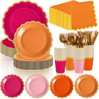 Mimorou 338 Pcs Pink and Orange Plates and Napkins Party Supplies by Mimorou