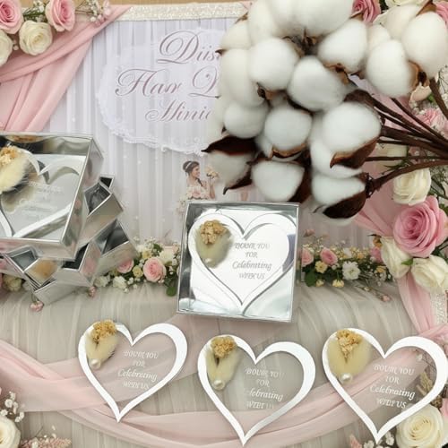 Wedding Favor Guest Bulk Magnet Gold Heart, Sets of Party Favors, Gold Heart Acrylic Bridal Shower Favors, Party Favor for Attendee (Silver Heart Magnet, Set of 30) - Image 3