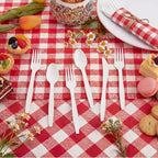400 Pcs BBQ Party Supplies Red White Gingham Disposable Tableware - Image 6