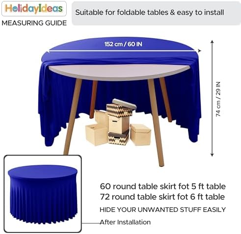 Fitted Royal Blue Spandex Table Skirts for Wedding Party,60 Inch Round - Image 5