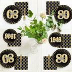 200PCS 80th Theme Birthday Party Tableware Vintage 1946 Party Supplies 80 year old Birthday Party Decorations Plates Napkins Forks Black and Gold Dinnerware Favors for Men or Women - Image 5