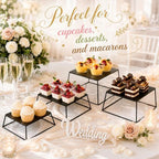 Metal Buffet Risers,6PCS Food Risers for Buffet Table 5in to 10in Display Stand for Catering Dessert Black Cube Boxes Nesting Risers with Hollow Bottoms (Black, 6P-Openwork) - Image 3