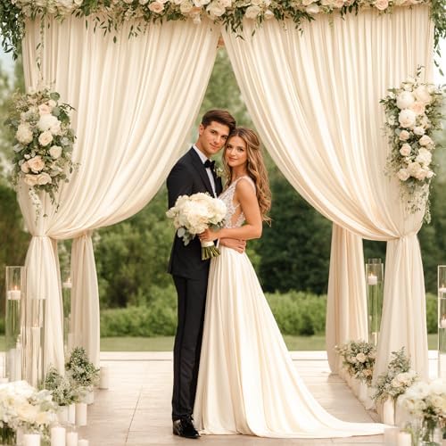 40x10ft Champagne Backdrop Curtain for Wedding Parties Wrinkle Free Fabric Champagne Drapes Backdrop Decoration for Baby Shower Birthday Photography Decoration 8 Panels, 5ft x 10ft - Image 2