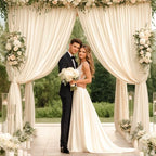 50x10ft Champagne Backdrop Curtain for Wedding Parties Wrinkle Free Fabric Champagne Drapes Backdrop Decoration for Baby Shower Birthday Photography Decoration 10 Panels, 5ft x 10ft - Image 2