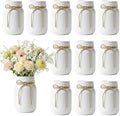 12 PCS 16oz Glass Mason Jars Flower Vases for Centerpieces, White by ZHURUININ