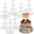 Patelai 8 Packs 3 Tier Acrylic Cake Stand with Round Holder 3 Tier Serving Tray Acrylic Crystal Cupcake Stand Holder for Home Wedding Birthday Baby Shower Tea Party Favors(Clear, Silver Crown) by Patelai