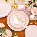 Liacere 150PCS Plastic Plates-Gold Plastic Silverware with Pink Handle - Pink Disposable Plates Include 30 Guests Plates, Forks, Spoons, Knives for Wedding ＆ Party - Image 4