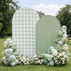 2 Set Gingham Arch Backdrop Cover 7.2ft x 6.6ft Sage Green by Unknown