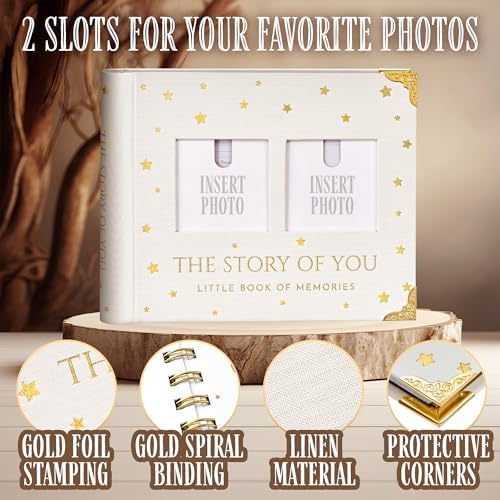 Book Keepsake, Baby Memory Book From Pre-Birth to 5th Year, with 2 Photo Pockets, Milestone Stickers, Hand/Footprint Inkpad, Information Card, Baby Album and Memory Book for Girls or Boys - Image 3