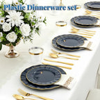 Glowserve 175 Piece Disposable Plastic Plates Dinnerware Set for 25 Guests - Image 2