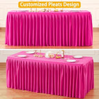 Wish Care Hot Pink Polyester Table Clothes for 8 Foot Rectangle Tables, Wrinkle Free Fitted Table Cover with Pleated Ruffle Table Skirt for Birthday Party Wedding Trade Show Event Display - Image 6