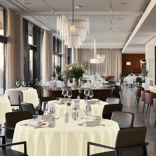 sancua Beige Round Tablecloth 132 Inch Fit 54-96 Inch Tables, 6 Pack - Image 2