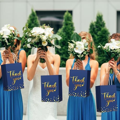 Tinlade 30 Pcs Thank You Gift Bags Small with Tissue,Dark Blue - Image 4