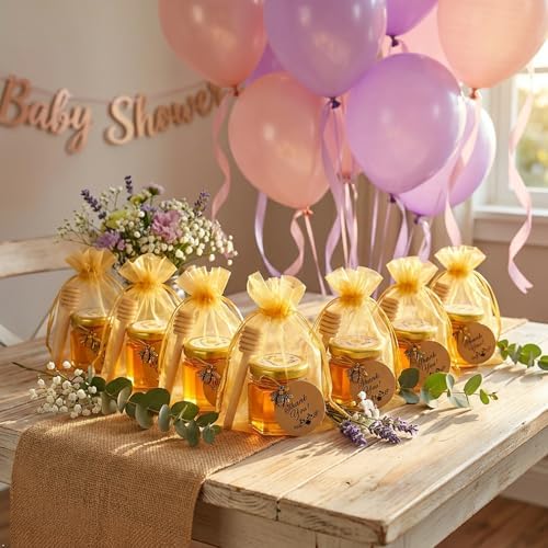 IIKUM 40 Pack Glass Honey Jars, 1.5 oz Honey Pot with Baby Shower Sash, Lids, Dippers, Bee Pendants, Gift Bags, Cards, Jute and Stickers-Ideal Honey Jars Set for Baby Shower, Wedding and Party Favors - Image 4
