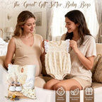 Golray Wooden Baby Gift Basket Newborn Girls Baby Shower Gifts Cloth Set with Bodysuit/Soft Shoes/Socks/Blanket/Bib/Headband/Wood Milestone, New Born Baby Girl Clothes Gender Reveal Gift Stuff - Image 7