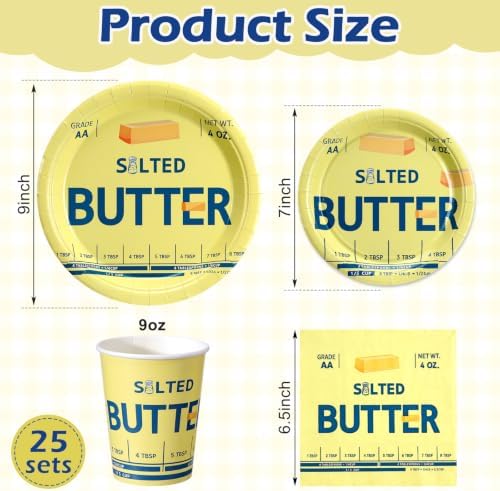 Maxdot 100 Pcs Salted Butter Party Plates Tableware Set, Disposable - Image 2