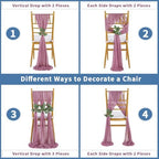 QueenDream Purple Wedding Chair Decorations: 50PCS Tulle Chair Sashes Cover Bands Aisle Sheer Chairs Bows for Birthday Party Banquet - Image 5