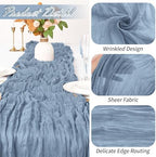 30 Pack Dusty Blue Cheesecloth Table Runner 17 x 108 inch Cheese Cloth Table Runners 9ft Blue Table Runner Rustic Romantic Sheer Gauze Runner for Wedding Party Baby Shower Table Decoration - Image 3